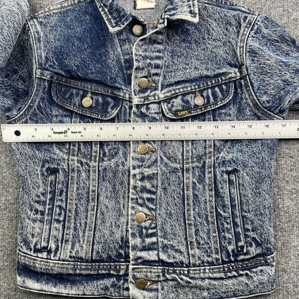 Lee Denim Jacket Kids Size 12 Blue Acid Wash Vintage‎ USA Made Riders Trucker
